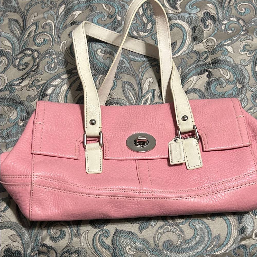 Coach Pink and Cream Shoulder Bag
